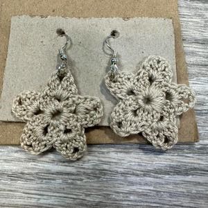 Handmade Crochet Star Charms With Silver Earrings